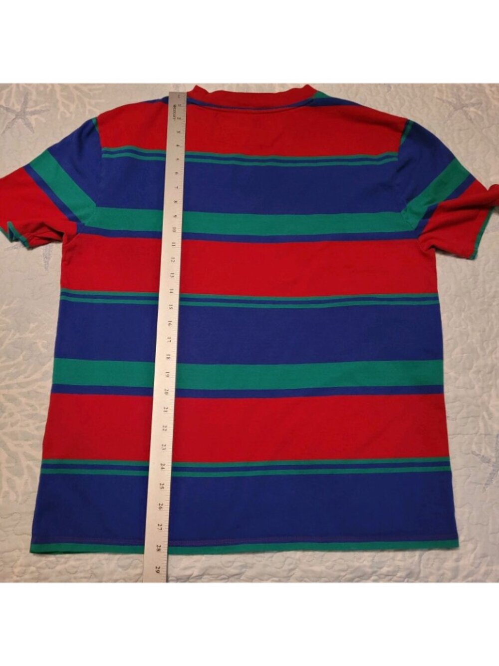 GUESS Originals Striped T-Shirt Men's Medium Red Green Blue American Tradition - Picture 9 of 10